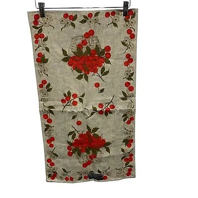 Vintage Parisian Prints Linen Kitchen Dish Tea Towel Cherries In Basket New • $12.99