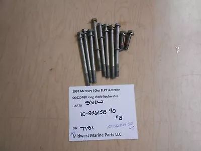 10-826158 90 Mercury 1998 50hp ELPT Bigfoot Outboard Screws (8) Silencer T131 • $29.95