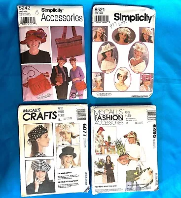 4 Hat And Bag Patterns Uncut Bridal Gardening Casual Elegant All Types Vtg • $19.50