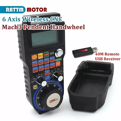 CNC 6 Axis Wireless CNC Mach3 Remote MPG Pendent Handwheel WHB04-6 +USB Receiver • $98.30