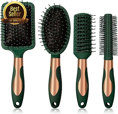 Hair Brush SET Anti Static Massage Oval Comb Detangling Women Men Green Quality • £10.67
