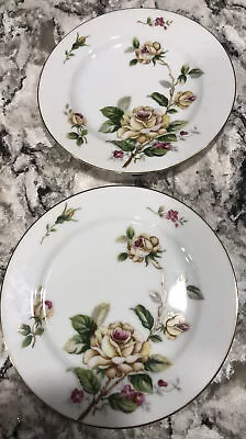 2Golden Rose By Lynmore Fine China Japan Bread Desert Plate 6 1/2  Porcelain Vtg • $12