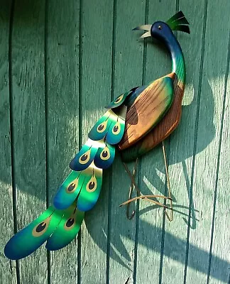 Vintage Masketeers Inc Peacock Wall Art Wood And Metal 34  Long Copyright 1965 • $225