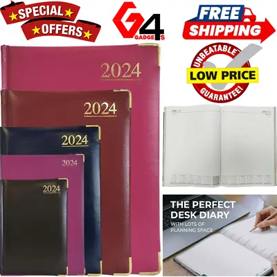 2024 A4 / A5 Day To Page / Week To View Diary Full Year Planner Desk Hardback • £3.99