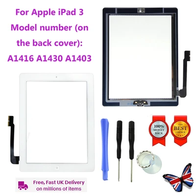 £11.99 • Buy For Apple IPad 3rd Generation Glass Digitizer Touch Screen Replacement White AAA