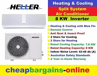 $1609.99 • Buy Heller Air Conditioner 8 Kw Inverter Split System Heating Cooling 2yr Warranty