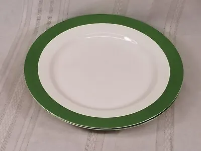 2 Martha Stewart Collection Classic Band Green Dinner Plates White Green Band • $42.18