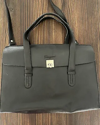 Vintage Ferragamo Leather Document Bag Circa 1950’s Black • $125