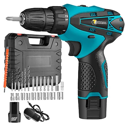 2024 12V Cordless Drill Combi Driver Electric Screwdriver Set + Battery +Charger • £16.99