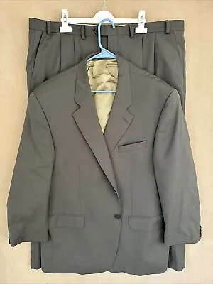 Chaps 2 Piece Suit Ralph Lauren Mens Olive 46R 43X28 Wool Cashmere 2 BTN • $39