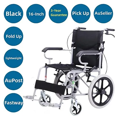 Lightweight Foldable 16  Wheelchair Park Brakes Soft Mobility Aid Fold Disabled • $129.99