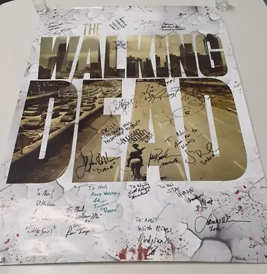 Cast Signed The Walking Dead Poster Norman Reedus Sarah Wayne Callies 36 X 24 • £395