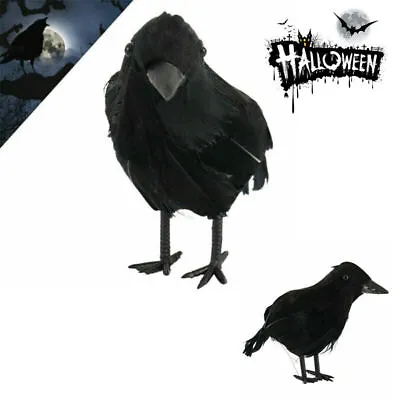 Black Ravens Halloween Stuffed Feather Crow Bird Fancy Prop Dress Home Decor • £3.59