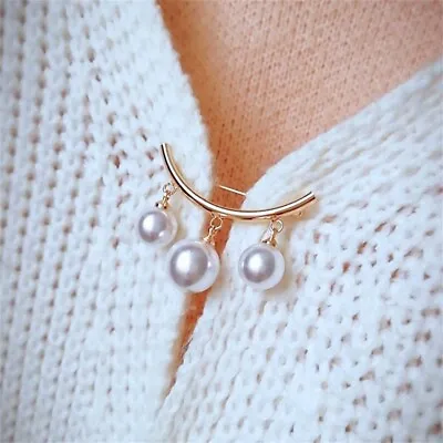 £2.99 • Buy Classic Large White Faux Pearls Safety Pin Brooch Wedding Party Decoration Gift