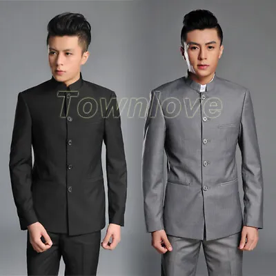 $92.97 • Buy Mens Single Breasted Mao Suit Oriental Chinese Tunic Jackets Pants Blazers Sets