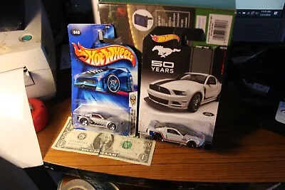 Hot Wheels-Ford Mustang-Lot Of 2-50 Yrs '13 White Mustang & 2004 GT Concept #48 • $7.55