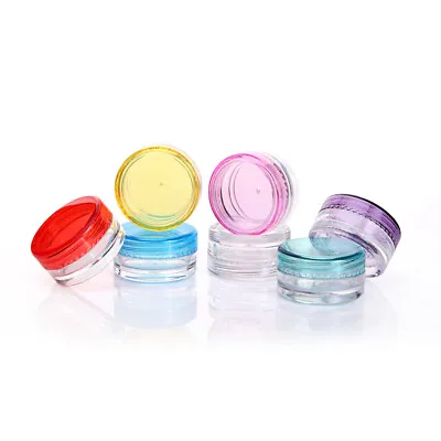 3ml 5ml 10ml 20ml Small Round Plastic Sample Pot Jar Make Up Cosmetic Travel • £4.58