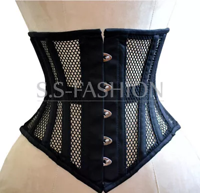 Mesh Corset Steel Boned Corset Womens Underbust Corset Waist Trainer Corset • £14.99