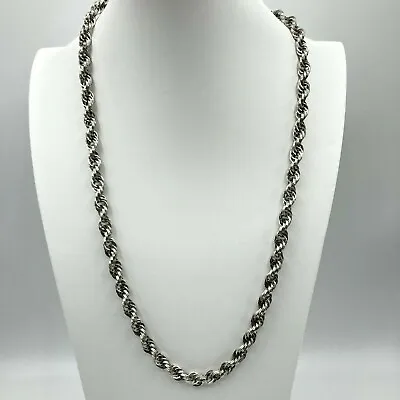 Vintage Monet Silver Tone Chunky Twisted Chain Necklace 28  Long Classic Thick • $16.99