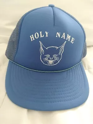 Vintage Christian Holy Name Wildcats Foam Snapback Trucker Hat Blue White Rope • $10.29
