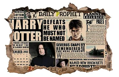 Daily Prophet Harry Potter Hole In The Wall Art Sticker Bedroom Decal Print • £4.95