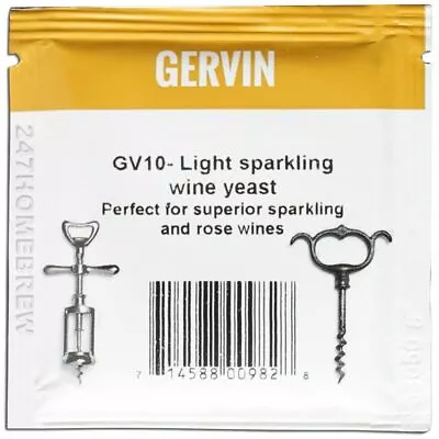 Gervin GV10 Wine Yeast 5g Champagne & Dessert Wines Upto 18.5% 5-23L • £4.80