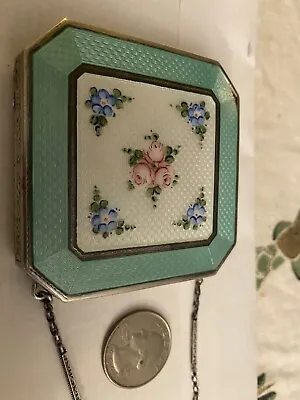 Antique EAM Sterling Enamel Ladies Vanity Compact • $350