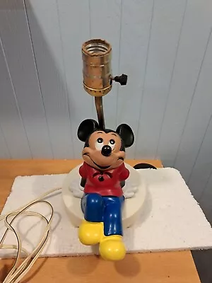 Vintage  Disney Mickey Mouse Portable  Table Side Nursery 3 Way Lamp ''NO SHADE  • $23.69