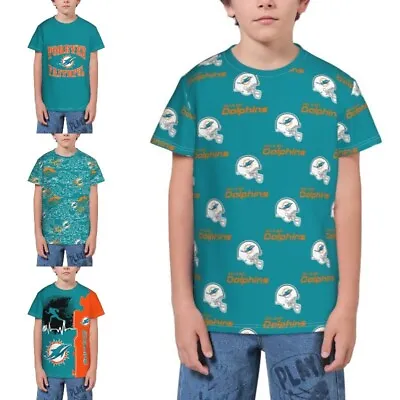 Miami Dolphins Youth Short Sleeve T-Shirt Sport Tops Loose Youth T-Shirt • $18.04