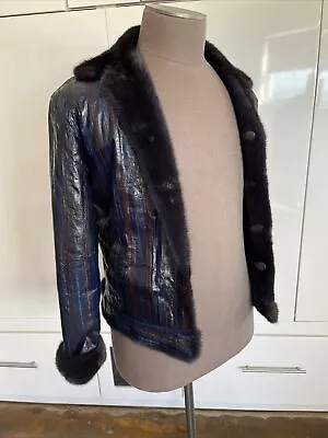 Vintage Paolo Moretti Milan Eel Skin Leather And Mink Reversible Jacket Italy • $499.99