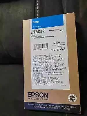 08-2023 Nib  Genuine Epson T6032 220ml Cyan Ink Stylus Pro 7800 7880 9800 9880 • $29.99