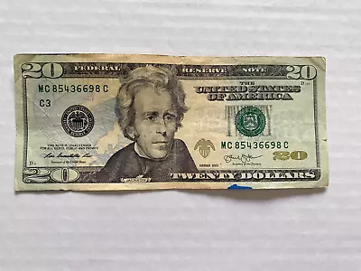 USA Real Money $20 Paper Money TWENTY DOLLARS Serial # MC 85436698 C Note 2013 • $29.99