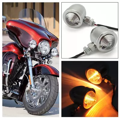 Motorcycle Mini Bullet Turn Signals Light For Harley Cafe Racer Bobber Chopper • $16.99