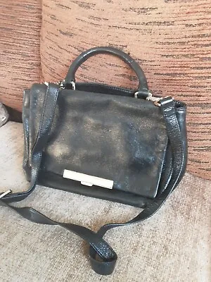 M&S Autograph Black Leather Handbag Shoulderbag • £9.99