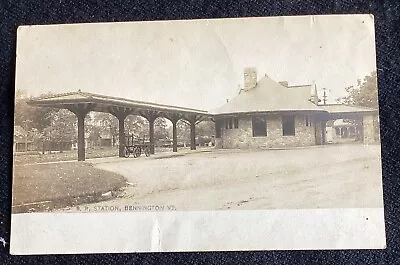 RPPC Vintage Real Photo Postcard Bennington Vermont VT Railroad Station Depot • $9.90