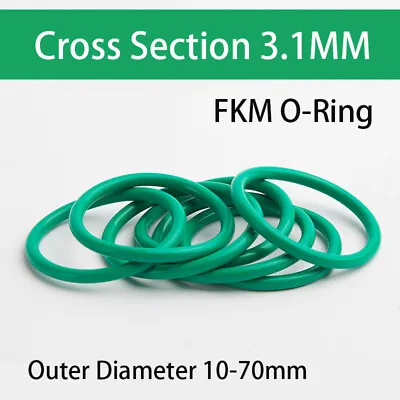 Green (FKM) High Temperature O-Ring 3.1 Mm Cross Section 10-70mm OD • £2.82