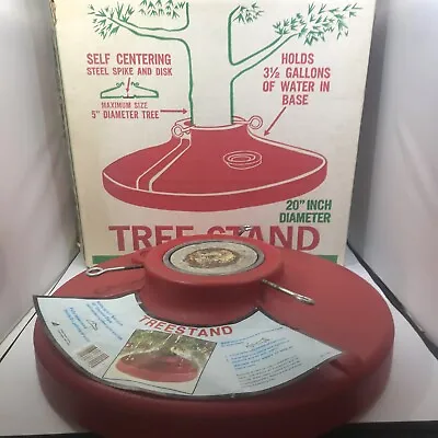 Vintage Union Products 20  Christmas Tree Stand Red Blow Mold Plastic USA Waters • $49.99