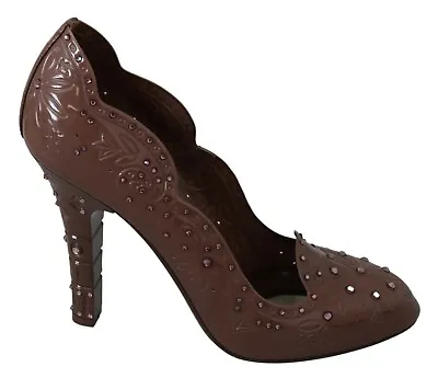 DOLCE & GABBANA Shoes CINDERELLA Brown Floral Crystal Heels EU39 / US8.5 • $634.50
