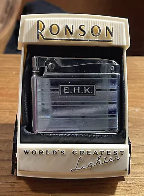 Robson Adonis Chrome  Cigarette Lighter In Original Box  USA Monogram E.H.K. • $10