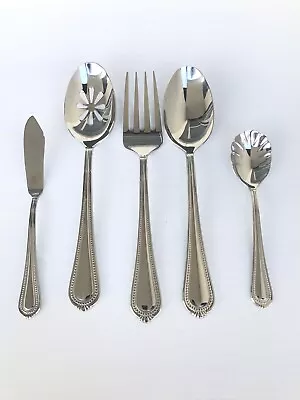 Mikasa 5 Piece Hostess Set Reagent Bead Glossy Stainless Steel Flatware • $19.50