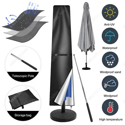 £4.99 • Buy Heavy Duty Large Garden Parasol Patio Waterproof Black Protection Umbrella Cover