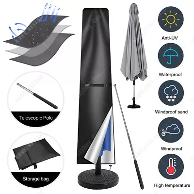 Heavy Duty Large Garden Parasol Patio Waterproof Black Protection Umbrella Cover • £8.99