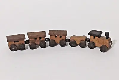 Vintage Handmade Wooden Miniature Dollhouse Train Set • $14.97