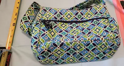 Vera Bradley Daisy Daisy  Shoulder Crossbody Purse Bag Pocket Green Blue Retired • $15