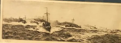 William Lionel Wyllie RA .Etching Signed Artist Proof .Escort Destroyers WW1 • £300