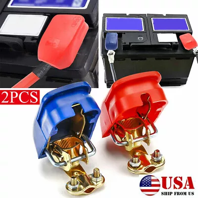 2XCar Battery Quick Release Battery Terminals Clamps Connectors + Red Blue Cover • $14.47