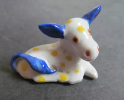 Colorful Whimsical Polka Dot Cow Figurine Germany Miniature Ceramic • $13.99