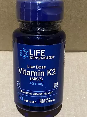 Vitamin K2 (Mk-7) 45 Mcg 90 Gels (Low Dose) Menaquinone-7 Life Extension. NEW • $13.48