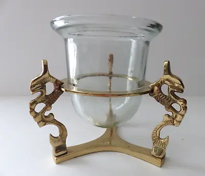 $17.99 • Buy Dragon Brass Etched Stand With Tulip Glass Candle Holder