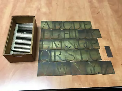 Hermes Engraving Font Set Roman Block Type 2-9/16  Capital Letters 28pc. No Lid • $99.99